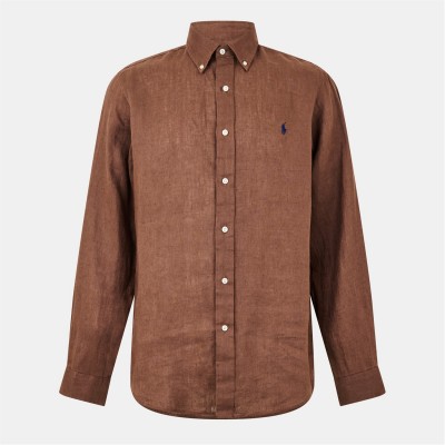 риза,с,дълъг,ръкав,облекла,на,разпродажба,мъжки,ризи,polo,ralph,lauren,linen,long,sleeve,shirt,fall,brown
