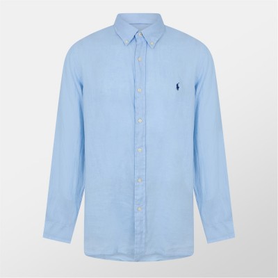 риза,с,дълъг,ръкав,облекла,на,разпродажба,мъжки,ризи,polo,ralph,lauren,linen,long,sleeve,shirt,office,blue
