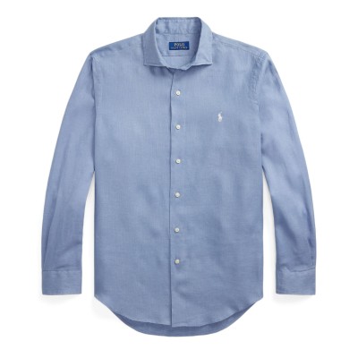 риза,с,дълъг,ръкав,polo,ralph,lauren,linen,long,sleeve,shirt,channel,blue