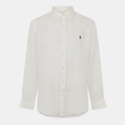 риза,с,дълъг,ръкав,облекла,на,разпродажба,мъжки,ризи,polo,ralph,lauren,linen,long,sleeve,shirt,white