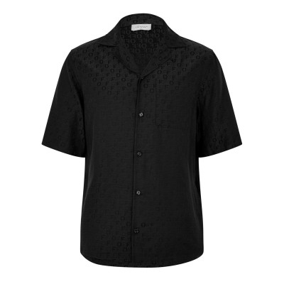 облекла,на,разпродажба,мъжки,ризи,off,white,men's,jacq,short,sleeve,silk,shirt,black