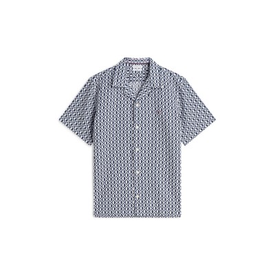 риза,с,къс,ръкав,мъжки,ризи,tommy,hilfiger,men,s,patterned,short,sleeve,shirt,carbon,navy,aop