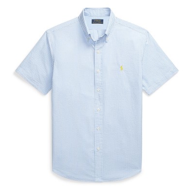 облекла,на,разпродажба,мъжки,ризи,polo,ralph,lauren,striped,seersucker,short,sleeve,shirt,blue,white