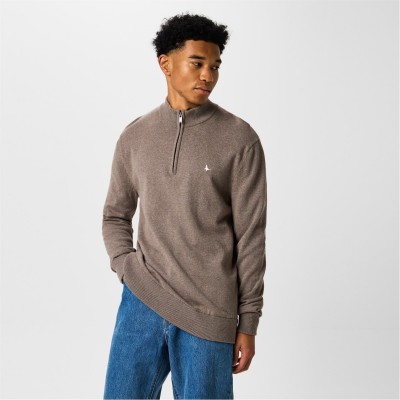 пуловер,облекла,на,разпродажба,мъжки,пуловери,jack,wills,funnel,neck,half,zip,jumper,brown,marl