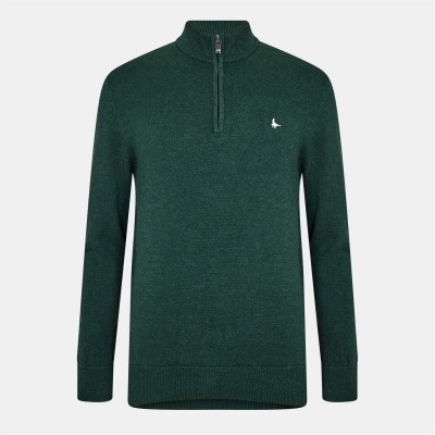пуловер,мъжки,пуловери,jack,wills,funnel,neck,half,zip,jumper,men,dark,pine,marl