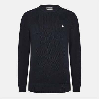 пуловер,мъжки,пуловери,jack,wills,linus,seed,stitch,crew,neck,jumper,men,black