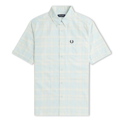 риза,с,къс,ръкав,облекла,на,разпродажба,мъжки,ризи,fred,perry,tartan,short,sleeve,shirt,light,ice,r30