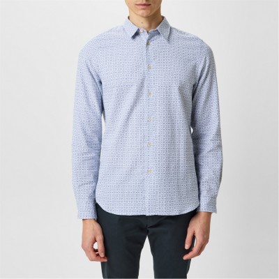 облекла,на,разпродажба,мъжки,ризи,ps,paul,smith,men's,long,sleeve,patterned,shirt,white,01