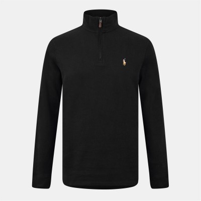 поларена,блуза,мъжки,ежедневни,облекла,мъжки,горнища,с,качулка,polo,ralph,lauren,estate,fleece,quarter,zip,sweater,polo,black