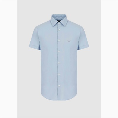 риза,с,къс,ръкав,облекла,на,разпродажба,мъжки,ризи,emporio,armani,men's,short,sleeve,patterned,shirt,light,blue,0785