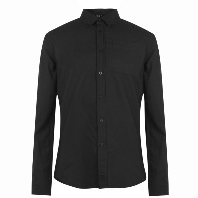 облекла,на,разпродажба,разпродажба,firetrap,firetrap,basic,oxford,shirt,mens,black