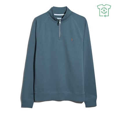 пуловер,мъжки,туристически,полари,мъжки,полари,farah,jim,zip,jumper,chalk,blue,413