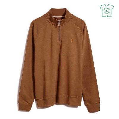 пуловер,облекла,на,разпродажба,мъжки,туристически,полари,farah,jim,zip,jumper,ochre,brown
