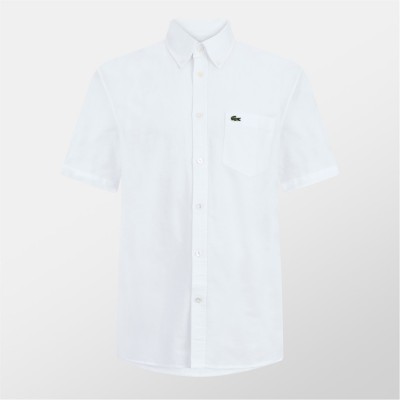 мъжка,риза,с,къс,ръкав,облекла,на,разпродажба,мъжки,ризи,lacoste,short,sleeve,oxford,shirt,mens,white,001