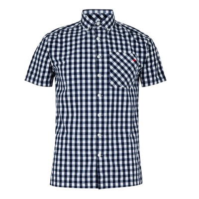 риза,с,къс,ръкав,lee,cooper,cooper,men's,gingham,check,short,sleeve,shirt,navy,white