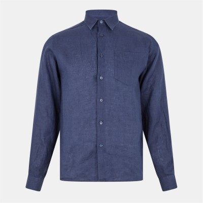 риза,облекла,на,разпродажба,мъжки,ризи,vilebrequin,men's,caroubis,long,sleeve,plain,shirt,bleu,marine,390