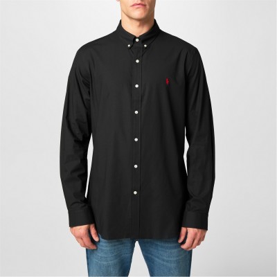 мъжки,ризи,polo,ralph,lauren,logo,poplin,shirt,polo,black