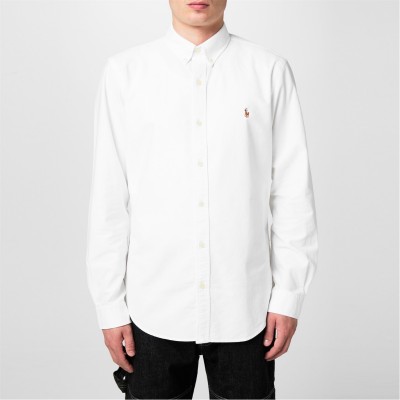мъжки,ризи,polo,ralph,lauren,slim,fit,logo,oxford,shirt,white