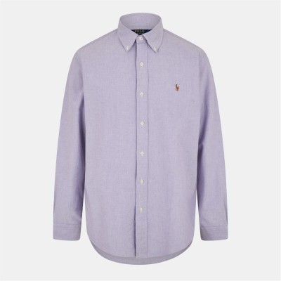 риза,с,дълъг,ръкав,облекла,на,разпродажба,мъжки,ризи,polo,ralph,lauren,men's,slim,fit,oxford,long,sleeve,shirt,thistle
