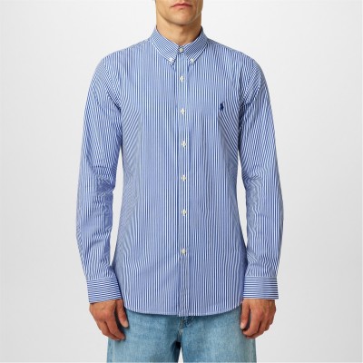 мъжки,ризи,polo,ralph,lauren,stripe,poplin,slim,fit,shirt,blue,white,009