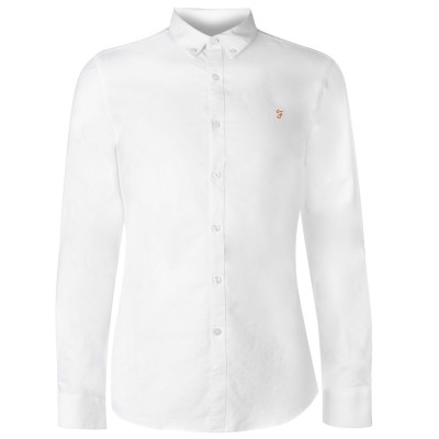 риза,с,дълъг,ръкав,farah,oxford,long,sleeve,shirt,white