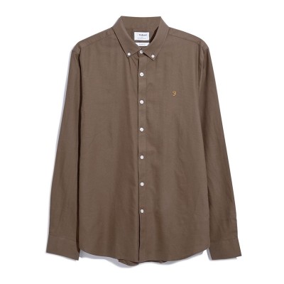 риза,с,дълъг,ръкав,облекла,на,разпродажба,farah,oxford,long,sleeve,shirt,mid,brown