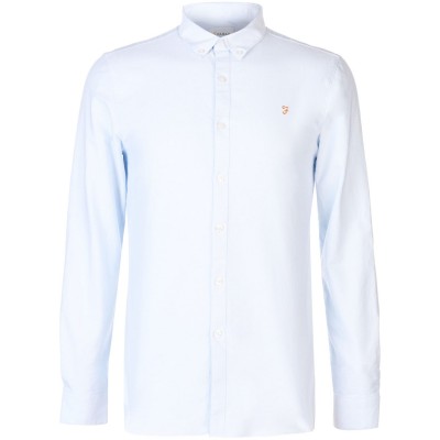риза,с,дълъг,ръкав,farah,oxford,long,sleeve,shirt,sky,blue