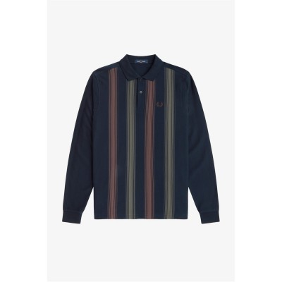 блуза,с,яка,облекла,на,разпродажба,мъжки,тениски,fred,perry,men's,stripe,logo,long,sleeve,polo,shirt,navy,608