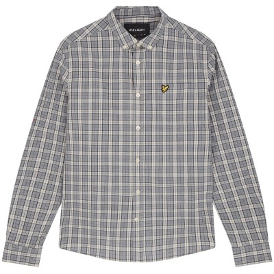 мъжки,ризи,lyle,and,scott,poplin,check,shirt,white,mid,grey