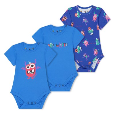 детски,облекла,off,white,3,pack,monster,bodysuits,babies,blue,multi