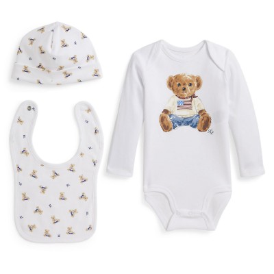 polo,ralph,lauren,kids,bear,clothing,set,white,blue