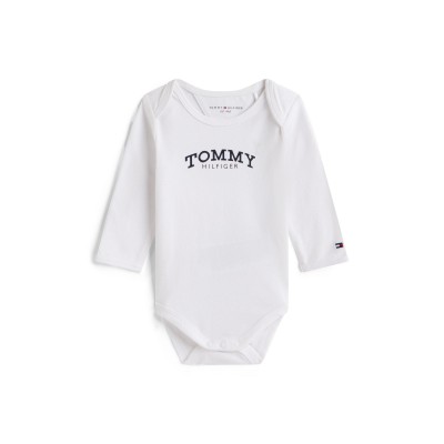 детска,пижама,tommy,hilfiger,unisex,kids,monotype,body,onesie,white,ybr