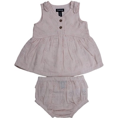 рокля,бебешки,облекла,firetrap,girls,embroidered,cotton,dress,&,bloomer,set,pink
