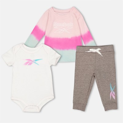 комплект,разпродажба,reebok,бебешки,облекла,детски,3/4,панталони,reebok,reebok,3pc,flc,set,bb99,pink,ombre