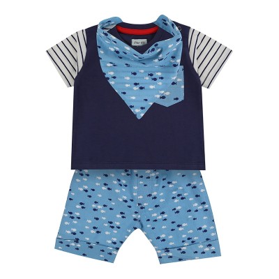 бебешки,облекла,детски,облекла,lilly,and,sid,&,sid,blue,fish,print,top,short,and,bib,set,multi