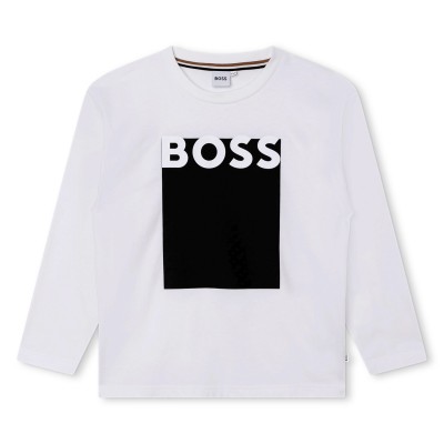 детска,тениска,детски,облекла,boss,junior,boys,long,sleeve,monogram,t,shirt,white,10p