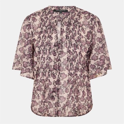 дамски,ризи,french,connection,women's,fc,elyse,short,sleeve,blouse,blush,pink
