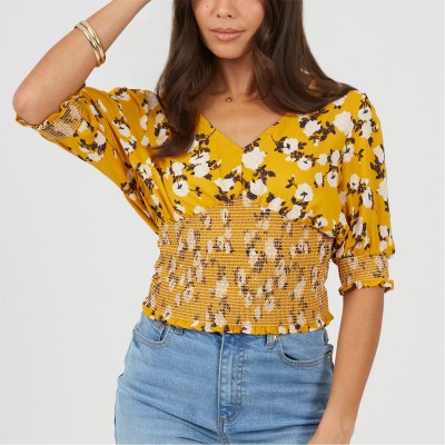 дамски,ризи,brave,soul,vneck,blouse,ld99,yellow,floral