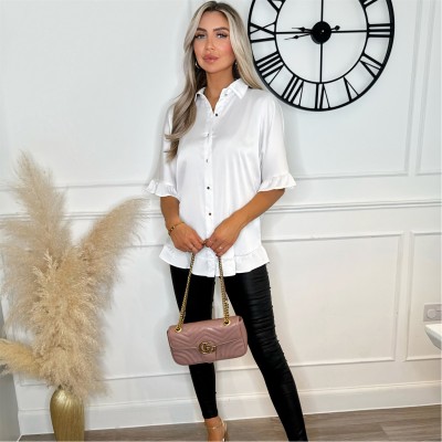 дамски,ризи,ax,paris,frill,detail,gold,button,front,shirt,cream
