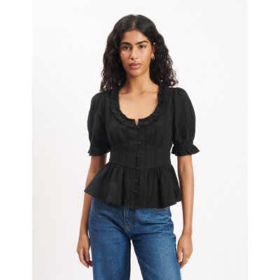 дамски,ризи,nobodys,child,women,s,short,sleeve,blouse,black