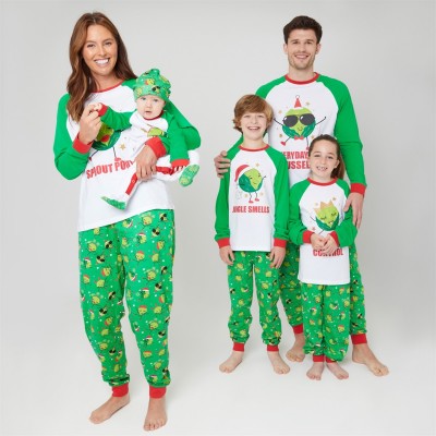 бебешки,облекла,linea,unisex,baby,family,christmas,sprout,sleepsuit,green,white