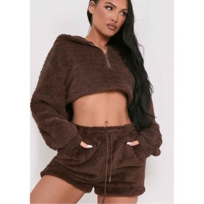 къси,панталони,дамски,къси,панталони,missy,empire,teddy,drawstring,shorts,chocolate