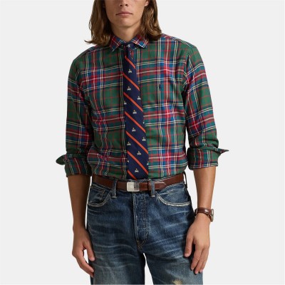 риза,с,дълъг,ръкав,облекла,на,разпродажба,мъжки,ризи,polo,ralph,lauren,twill,check,long,sleeve,shirt,green,red