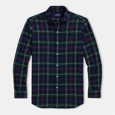 карирана,риза,облекла,на,разпродажба,мъжки,ризи,polo,ralph,lauren,twill,checked,long,sleeve,shirt,evergreen,red