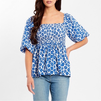 дамски,ризи,дамски,облекла,размер,be,you,square,neck,puff,slv,top,navy,floral