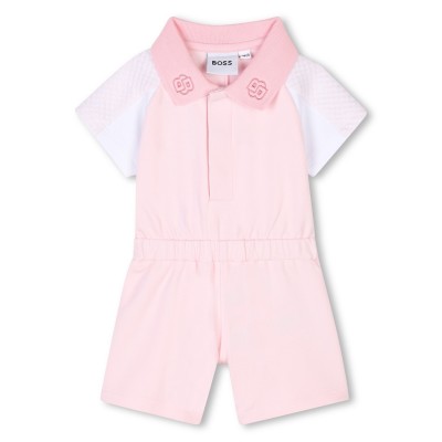 бебешки,гащеризон,детски,облекла,boss,logo,playsuit,babies,pink,44l