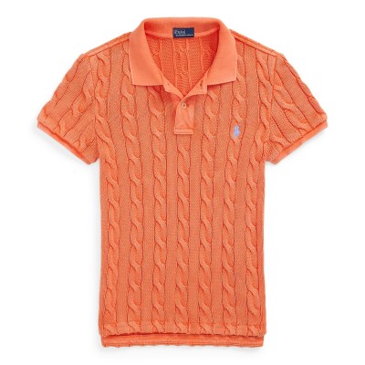 блуза,с,яка,дамски,топове,polo,ralph,lauren,cable,knit,polo,shirt,kona,orange
