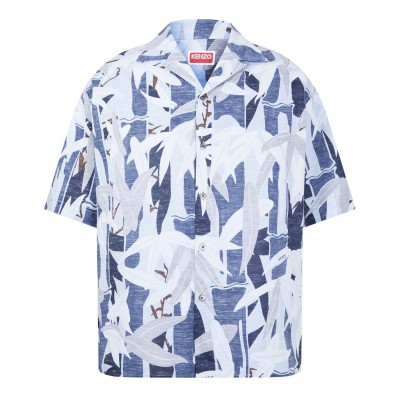 риза,с,къс,ръкав,облекла,на,разпродажба,мъжки,ризи,kenzo,men's,hawaiian,short,sleeve,patterned,shirt,blue