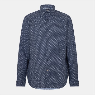 облекла,на,разпродажба,мъжки,ризи,boss,men's,hbb,chal,kent,patterned,short,sleeve,shirt,dark,blue,404