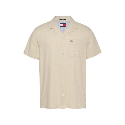 риза,мъжки,ризи,tommy,jeans,men,s,linen,blend,short,sleeve,plain,shirt,newsprint